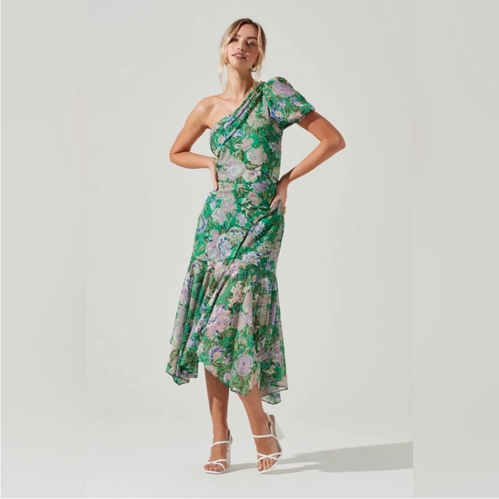 ASTR Santorini Dress in Green Lilac Multi Floral